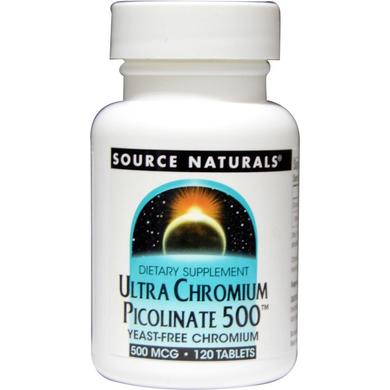 Хром ультра пиколинат, Chromium Picolinate, Source Naturals, 500 мкг, 120 таблеток - фото