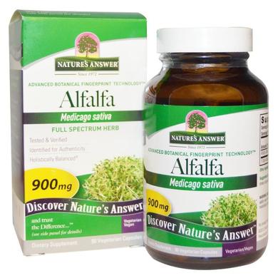 Альфальфа, Alfalfa Leaf, Nature's Answer, 900 мг, 90 капсул - фото