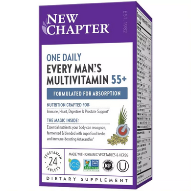 Щоденні Мультівітаміни для Чоловіків 55+, Every Man's One Daily, New Chapter, 24 таблеток - фото