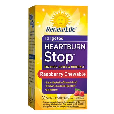 Средство от изжоги со вкусом малины, Heartburn Stop, Renew Life, 30 жевательных таблеток - фото