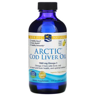 Рыбий жир из печени трески, Cod Liver Oil, Nordic Naturals, лимон, арктический, 237 мл - фото