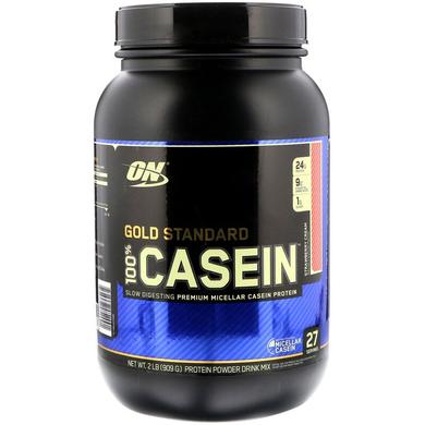 Протеїн, 100% Casein Protein, полуниця, Optimum Nutrition, 909 гр - фото