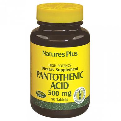 Пантотенова кислота (B5) 500 мг, Nature's Plus, 90 таблеток - фото