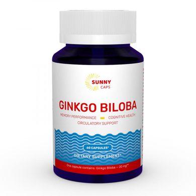 Гинкго Билоба, Ginkgo Biloba, Sunny Caps, 20 мг, 60 капсул - фото