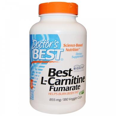 Карнітин Фумарат, L-Carnitine Fumarate, Doctor's Best, 855 мг, 180 капсул - фото