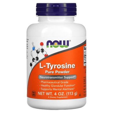 Тирозин, L-Tyrosine, Now Foods, порошок, 113 грам - фото