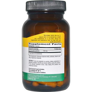 Ацетилцистеїн, NAC, Country Life, 750 мг, 60 капсул - фото