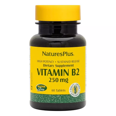 Рибофлавин, Витамин B-2, Natures Plus, 250 мг, 60 Таблеток - фото