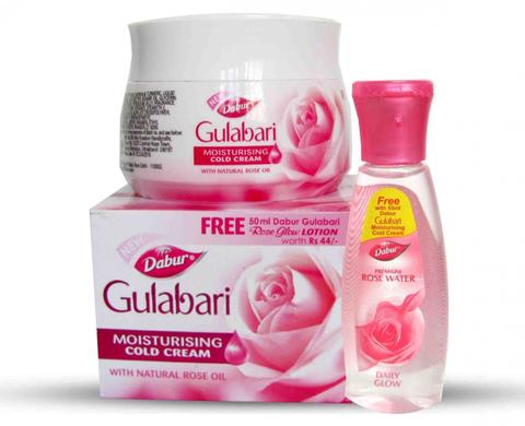 Крем для лица с шафраном и куркумой + Розовая вода для лица, Gulabari Moisturising Cold Cream + Gulabari Premium Rose Water, Dabur, 55 мл/59 мл - фото