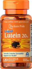 Лютеин с зеаксантином, Lutein, Puritan's Pride, 20 мг, 120 гелевых капсул - фото