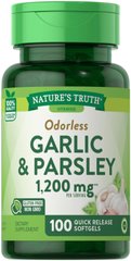 Чеснок и петрушка, Odorless Garlic & Parsley, Nature's Truth, 100 гелевых капсул - фото