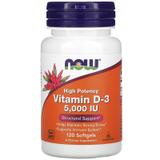 Витамин Д3, Vitamin D-3, Now Foods, 5000 МЕ, 120 капсул, фото