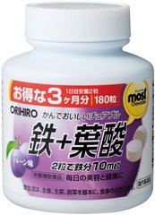 Жевательные таблетки Железо, Orihiro, вкус слива, 180 таблеток - фото