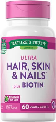 Вітаміни для волосся, шкіри і нігтів плюс біотин, Nature's Truth, 60 капсул - фото