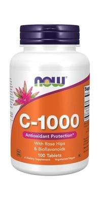Витамин С-1000 с шиповником + биофлавоноиды, Now Foods, 100 таблеток - фото