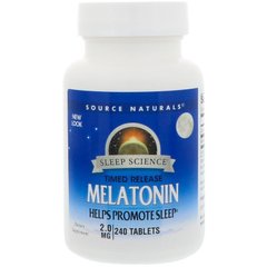 Мелатонін, Melatonin, Source Naturals, 2 мг, 240 таблеток - фото