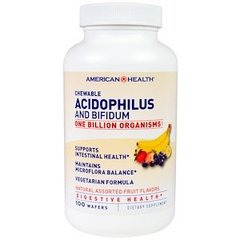 Восстановление микрофлоры кишечника, фруктовый вкус (Acidophilus And Bifidium), American Health, 100 шт. - фото