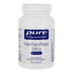 Вітаміни для волосся, шкіри та нігтів, Hair/Skin/Nails Ultra, Pure Encapsulations, 60 капсул - фото