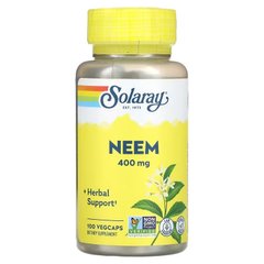 Ним, Neem, Solaray, органик, 400 мг, 100 вегетарианских капсул - фото