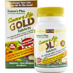 Мультивитамины вегетарианские, Source of Life Gold, Nature's Plus, 90 таблеток - фото
