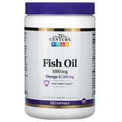 Рыбий жир в капсулах, Fish Oil, 21st Century, 1000 мг, 300 капсул - фото