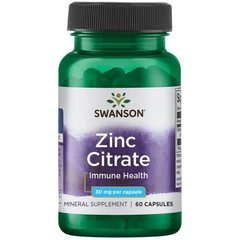 Цитрат Цинка, Zinc Citrate, Swanson, 30 мг, 60 капсул - фото