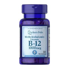 Вітамін В12, метилкобаламін, Methylcobalamin Vitamin B-12, Puritan's Pride 1000 мкг, 30 мініледенцов - фото