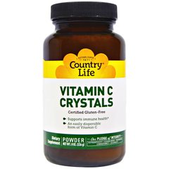 Витамин С без глютена, Vitamin C Crystals, Country Life, 226 г - фото