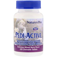 Фосфатидилсерин, Pedi-Active, Supplement For Active Children, Mixed Berry Flavor, Nature's Plus, ягодный вкус, 120 жевательных таблеток - фото