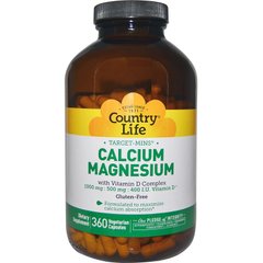 Кальцій магній вітамін Д, Calcium Magnesium, Country Life, без глютену, 360кап - фото