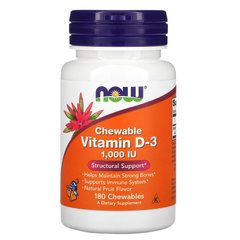 Витамин Д3, Chewable Vitamin D-3, Now Foods, 1000 МЕ, 180 конфет - фото