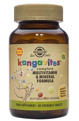Комплекс вітамінів і мінералів для дітей Kangavites, зі смаком тропічних фруктів, Solgar, 60 жувальних таблеток - фото