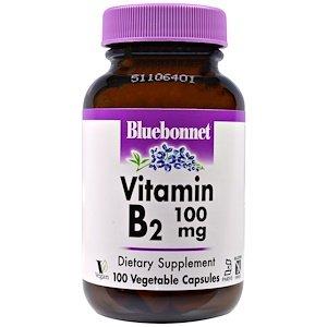 Витамин В-2, Vitamin B2, Bluebonnet Nutrition, 100 мг, 100 капсул - фото