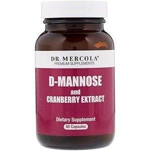 Підтримка нирок з журавлиною, D-Mannose and Cranberry, Dr. Mercola, 60 капсул - фото