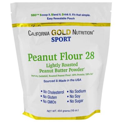 Арахисовая мука, Peanut Butter Flour, 28% жира, California Gold Nutrition, без глютена, 454 г - фото