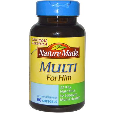 Витамины для мужчин комплекс, Multi For Him, Nature Made, 60 капсул - фото