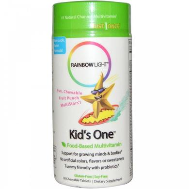 Вітаміни для дітей, Kid's Multivitamin, Rainbow Light, фруктовий смак, 30 жувальних таблеток - фото