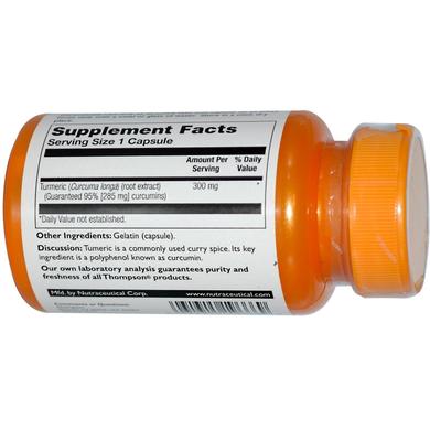 Куркумін, Turmeric Curcumin, Thompson, 300 мг, 60 капсул - фото
