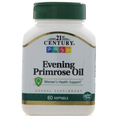 Масло вечерней примулы (Evening Primrose Oil), 21st Century, 60 капсул - фото