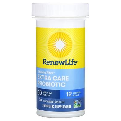 Renew Life, Пробиотик Ultimate Flora Extra Care, 30 миллиардов КОЕ, 30 вегетарианских капсул (REN-15862) - фото