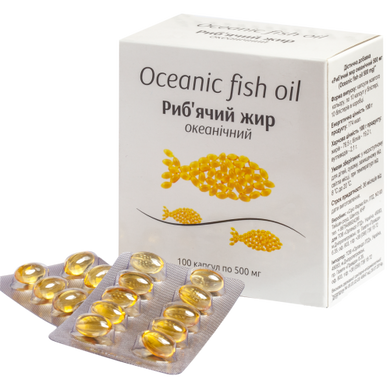 Риб'ячий жир океанічний, блістер, 500 мг, Sirio, 100 капсул - фото