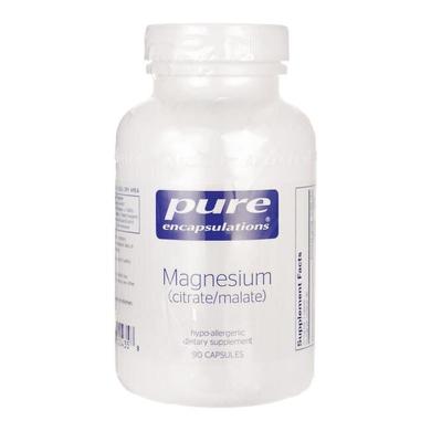 Магній (як цитрат/малат), Magnesium (citrate/malate), Pure Encapsulations, 120 мг, 180 капсул - фото