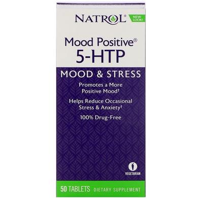 5-гідроксітріптофан (Mood Positive 5-НТР), Natrol, 50 таблеток - фото