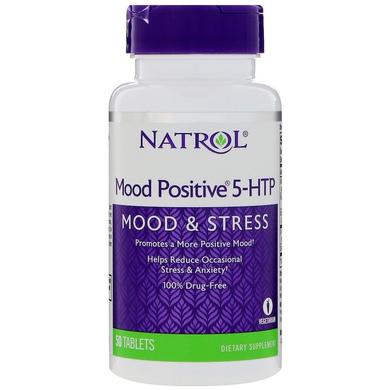 5-гідроксітріптофан (Mood Positive 5-НТР), Natrol, 50 таблеток - фото