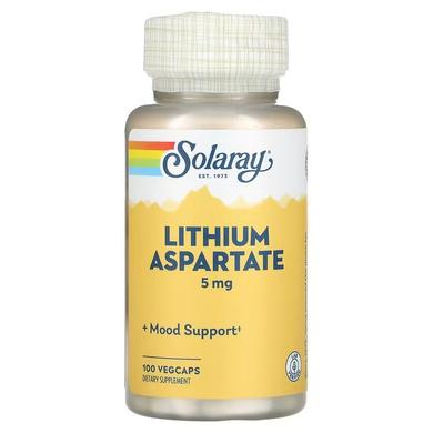 Літій, Lithium Aspartate, Solaray, 5 мг, 100 капсул - фото