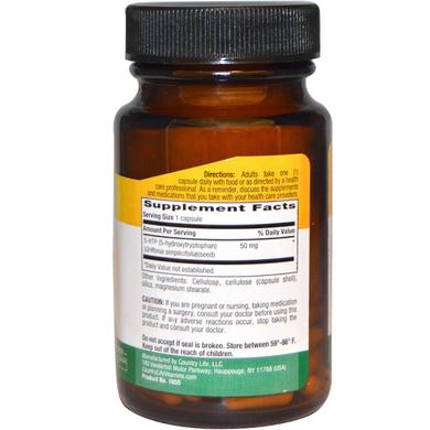 5-НТР (5-гідрокситриптофан), Country Life, 50 мг, 50 капсул - фото