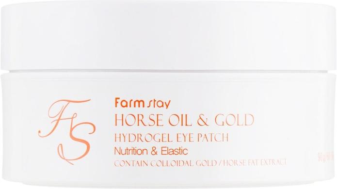 Гидрогелевые патчи с золотом и конским жиром, Hydrogel Eye Patch Horse Oil & Gold, FarmStay, 60 шт - фото