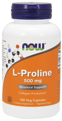 Пролин, L-Proline, Now Foods, 500 мг, 120 капсул - фото