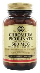 Хром пиколинат, Chromium Picolinate, Solgar, 500 мкг, 60 капсул - фото