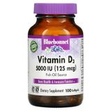 Вітамін D3 5000IU (125 мкг), Vitamin D3, Bluebonnet Nutrition, 100 желатинових капсул, фото
